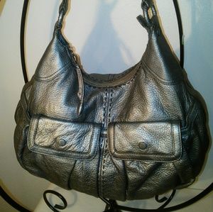 Cole Haan Metallic Pewter Leather Purse